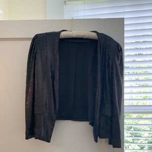 AQUA Sz S Black Sequin Blazer
